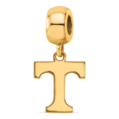 University of Tennessee Gold-Plated Sterling Silver Small Letter T Dangle Bead