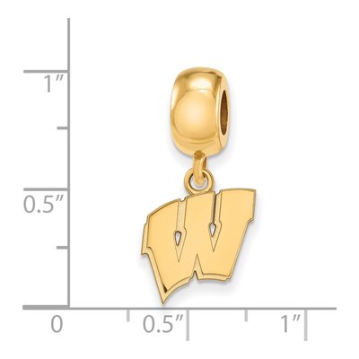 University of Wisconsin Gold-Plated Sterling Silver Small Of Letter W Dangle Bead – view 3