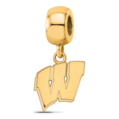 University of Wisconsin Gold-Plated Sterling Silver Small Of Letter W Dangle Bead