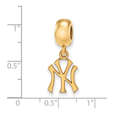 New York Yankees Gold-Plated Sterling Silver Small NY Dangle Bead – view 3