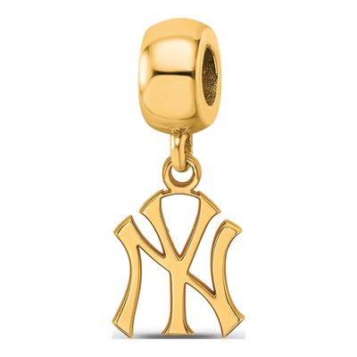 New York Yankees Gold-Plated Sterling Silver Small NY Dangle Bead