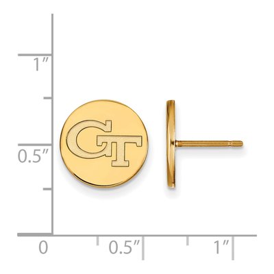 Georgia Institute of Technology Gold-Plated Sterling Silver Tech G-T Disc Stud Earrings – view 2