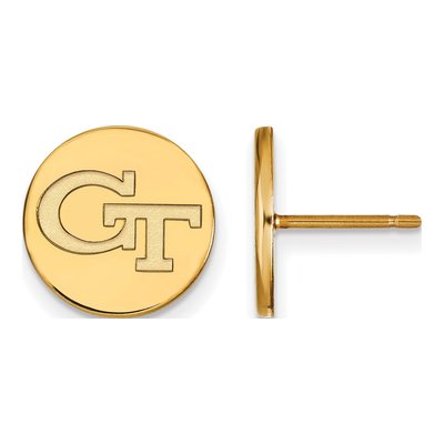 Georgia Institute of Technology Gold-Plated Sterling Silver Tech G-T Disc Stud Earrings