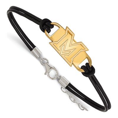 Miami University Gold-Plated Sterling Silver Small Leather Letter M Bracelet