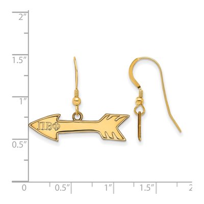 Pi Beta Phi Gold-Plated Sterling Silver Sorority Symbol Small Wire Earrings – view 2