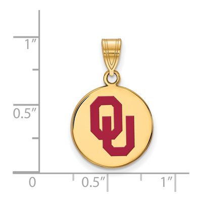 University of Oklahoma Gold-Plated Sterling Silver Medium O-U Enameled Disc Pendant – view 2