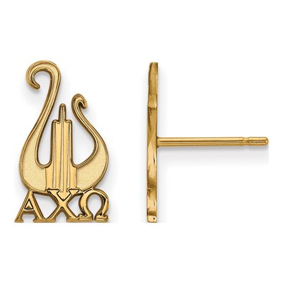 Alpha Chi Omega Gold-Plated Sterling Silver Sorority Stud Earrings