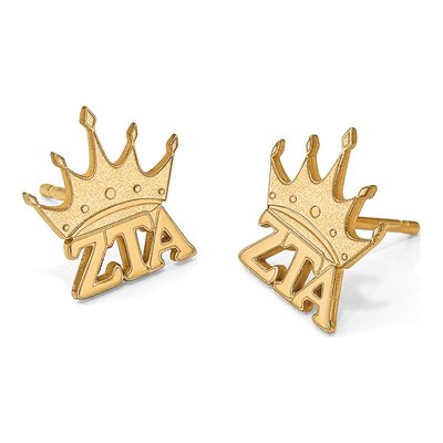 Zeta Tau Alpha Gold-Plated Sterling Silver Sorority Stud Earrings – view 3