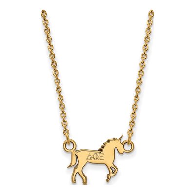 Delta Phi Epsilon Gold-Plated Sterling Silver Extra Small Sorority Pendant Necklace