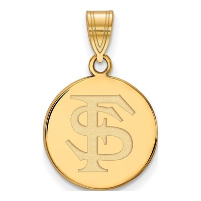 Florida State University Gold-Plated Sterling Silver Medium Seminoles F-S Disc Pendant