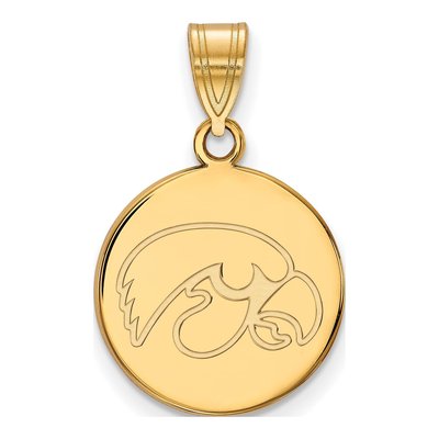 University of Iowa Gold-Plated Sterling Silver Hawk Disc Pendant
