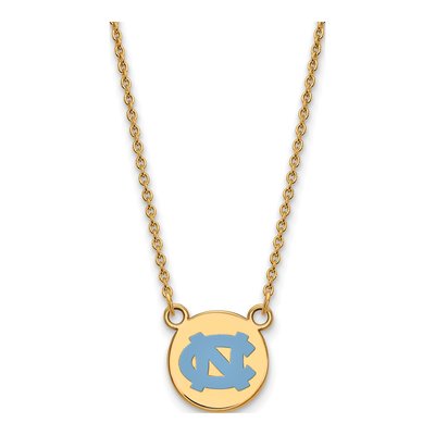 UNC Tar Heels Enamel Disc Necklace, 18" Sterling Silver