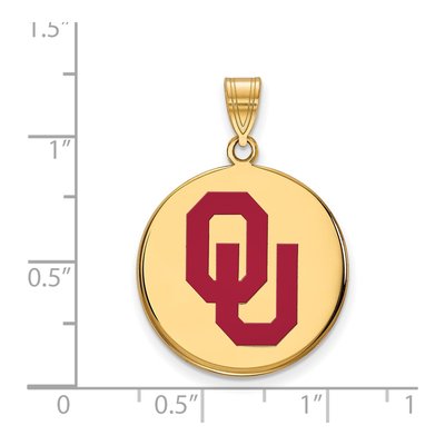 University of Oklahoma Gold-Plated Sterling Silver Large O-U Enamel Disc Pendant – view 2