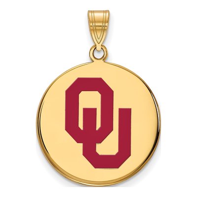 University of Oklahoma Gold-Plated Sterling Silver Large O-U Enamel Disc Pendant