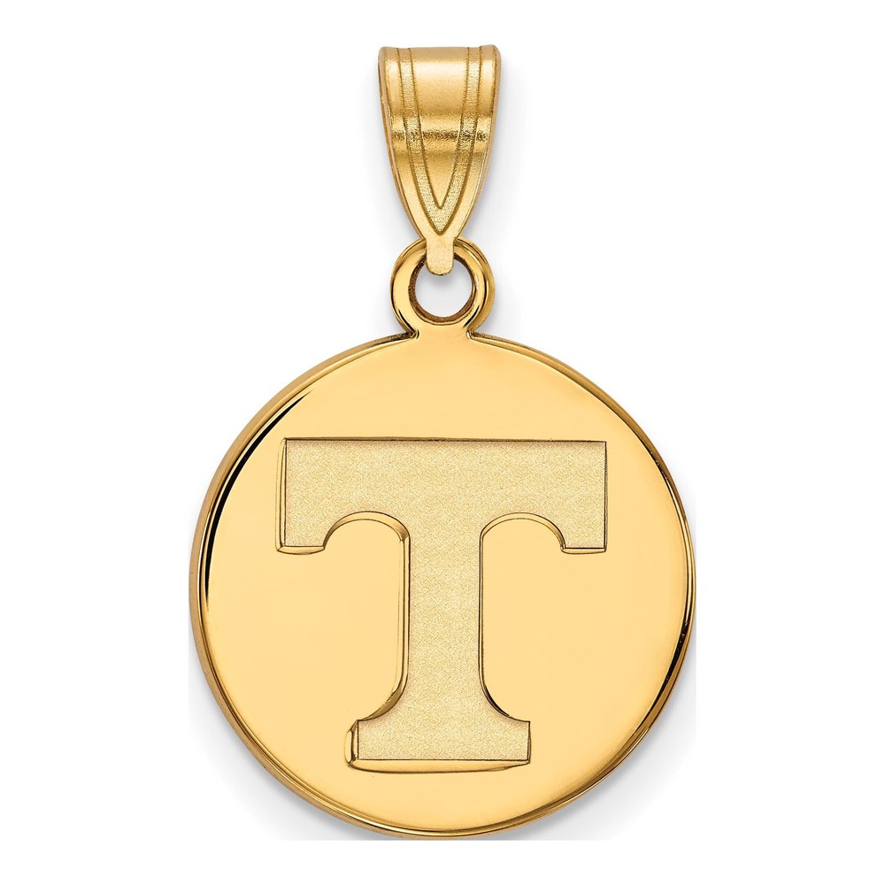 Sterling Silver Gold-Plated Logoart University Of Tennessee Letter T Medium Disc Pendant
