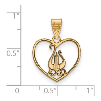 Alpha Chi Omega Gold-Plated Sterling Silver Medium Heart Pendant – view 2