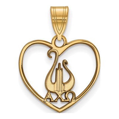 Alpha Chi Omega Gold-Plated Sterling Silver Medium Heart Pendant