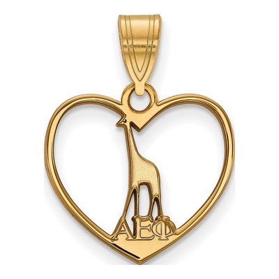 Alpha Epsilon Phi Gold-Plated Sterling Silver Medium Heart Pendant