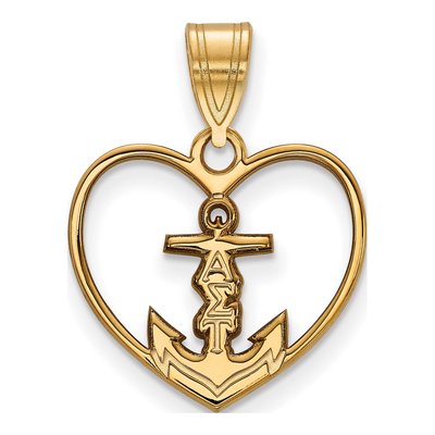 Alpha Sigma Tau Gold-Plated Sterling Silver Medium Heart Pendant