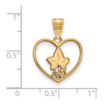 Alpha Phi Gold-Plated Sterling Silver Medium Heart Pendant – view 2