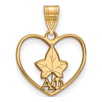 Alpha Phi Gold-Plated Sterling Silver Medium Heart Pendant