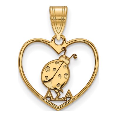 Alpha Sigma Alpha Gold-Plated Sterling Silver Medium Heart Pendant
