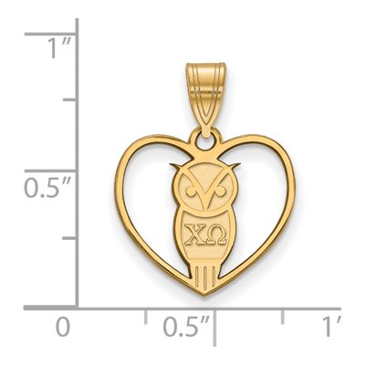 Chi Omega Gold-Plated Sterling Silver Medium Heart Pendant – view 2