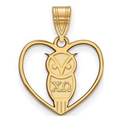 Chi Omega Gold-Plated Sterling Silver Medium Heart Pendant