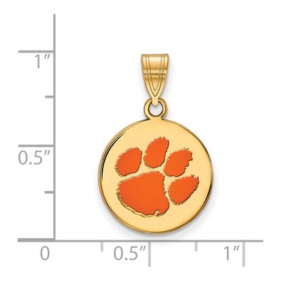 Clemson University Gold-Plated Sterling Silver Medium Tigers Paw Enamel Pendant – view 2