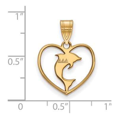 Delta Delta Delta Gold-Plated Sterling Silver Medium Heart Pendant – view 2