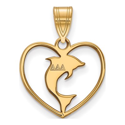 Delta Delta Delta Gold-Plated Sterling Silver Medium Heart Pendant