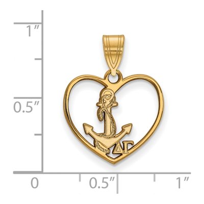 Delta Gamma Gold-Plated Sterling Silver Medium Heart Pendant – view 2