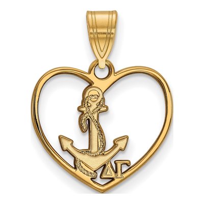 Delta Gamma Gold-Plated Sterling Silver Medium Heart Pendant