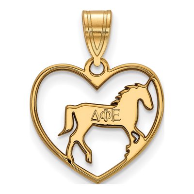 Delta Phi Epsilon Gold-Plated Sterling Silver Medium Heart Pendant