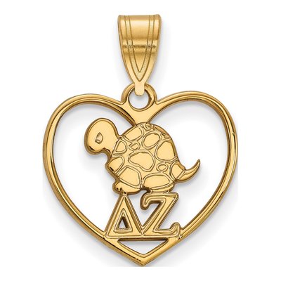 Delta Zeta Gold-Plated Sterling Silver Medium Heart Pendant