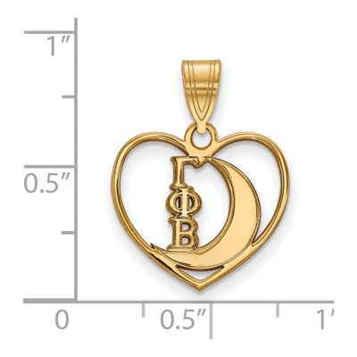 Gamma Phi Beta Gold-Plated Sterling Silver Medium Heart Pendant – view 2