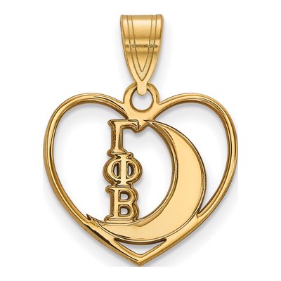 Gamma Phi Beta Gold-Plated Sterling Silver Medium Heart Pendant