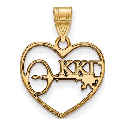 Kappa Kappa Gamma Gold-Plated Sterling Silver Medium Heart Pendant