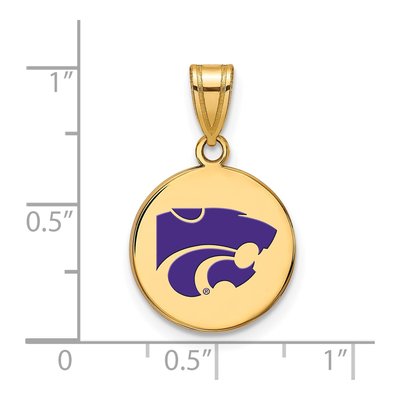 Kansas State University Gold-Plated Sterling Silver Medium Enameled Disc Pendant – view 2