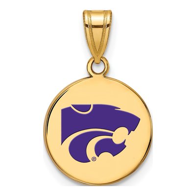 Kansas State University Gold-Plated Sterling Silver Medium Enameled Disc Pendant