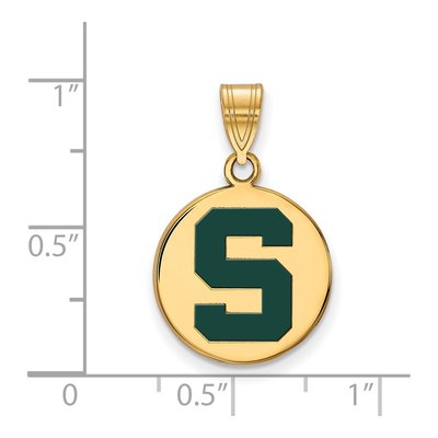 Michigan State University Gold-Plated Sterling Silver Medium Enameled Disc Pendant – view 2