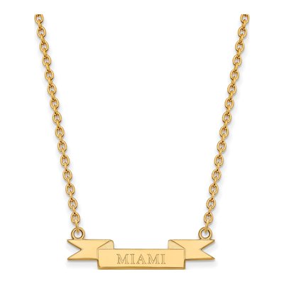 Miami University Gold-Plated Sterling Silver Small Banner Pendant Necklace