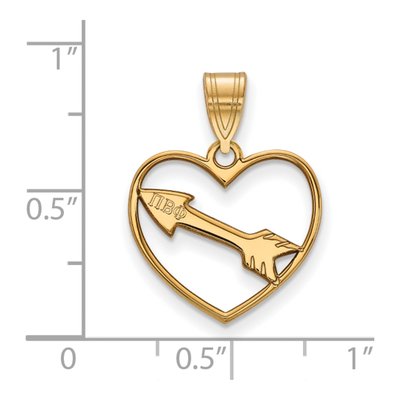 Pi Beta Phi Gold-Plated Sterling Silver Medium Heart Pendant – view 2