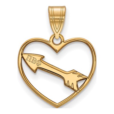 Pi Beta Phi Gold-Plated Sterling Silver Medium Heart Pendant