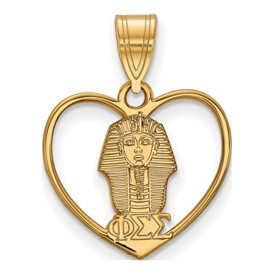 Phi Sigma Sigma Gold-Plated Sterling Silver Sorority Heart Pendant