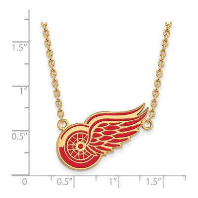Detroit Red Wings Gold-Plated Sterling Silver Large Enameled Pendant Necklace – view 2