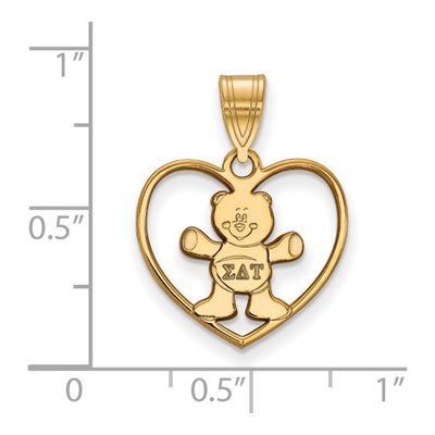 Sigma Delta Tau Gold-Plated Sterling Silver Medium Heart Pendant – view 2
