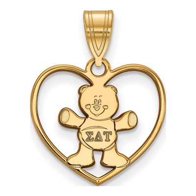 Sigma Delta Tau Gold-Plated Sterling Silver Medium Heart Pendant