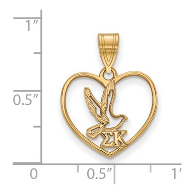 Sigma Kappa Gold-Plated Sterling Silver Medium Heart Pendant – view 2