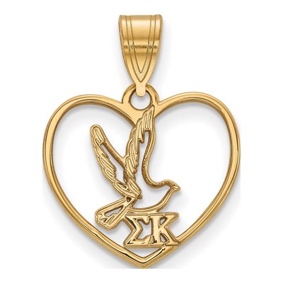 Sigma Kappa Gold-Plated Sterling Silver Medium Heart Pendant